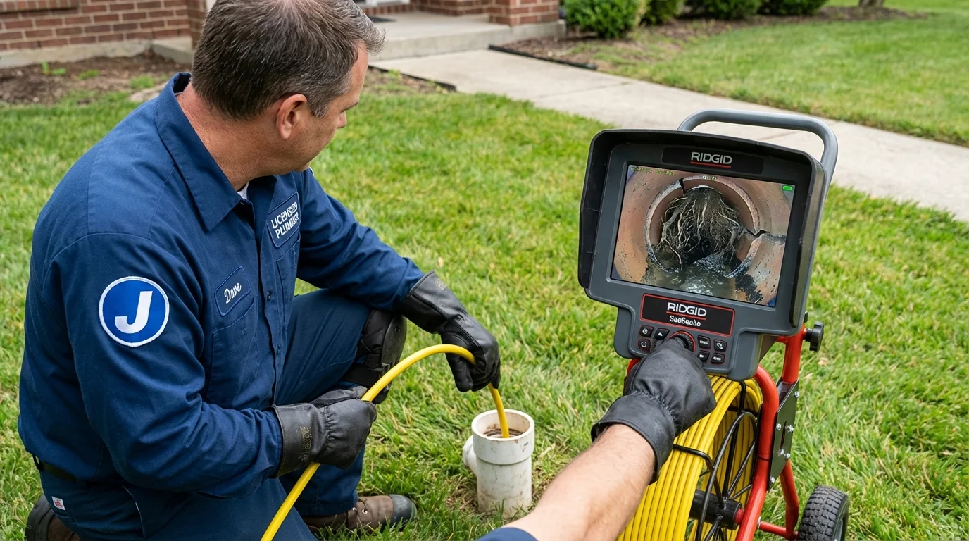 Sewer camera inspection being performed by Johns Plumbing LLC in Elkfork